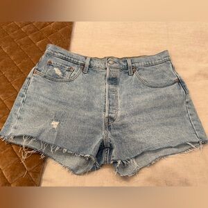 LEVIS 501 Blue Jean Shorts High Waisted Denim Cut Offs Women Size 33